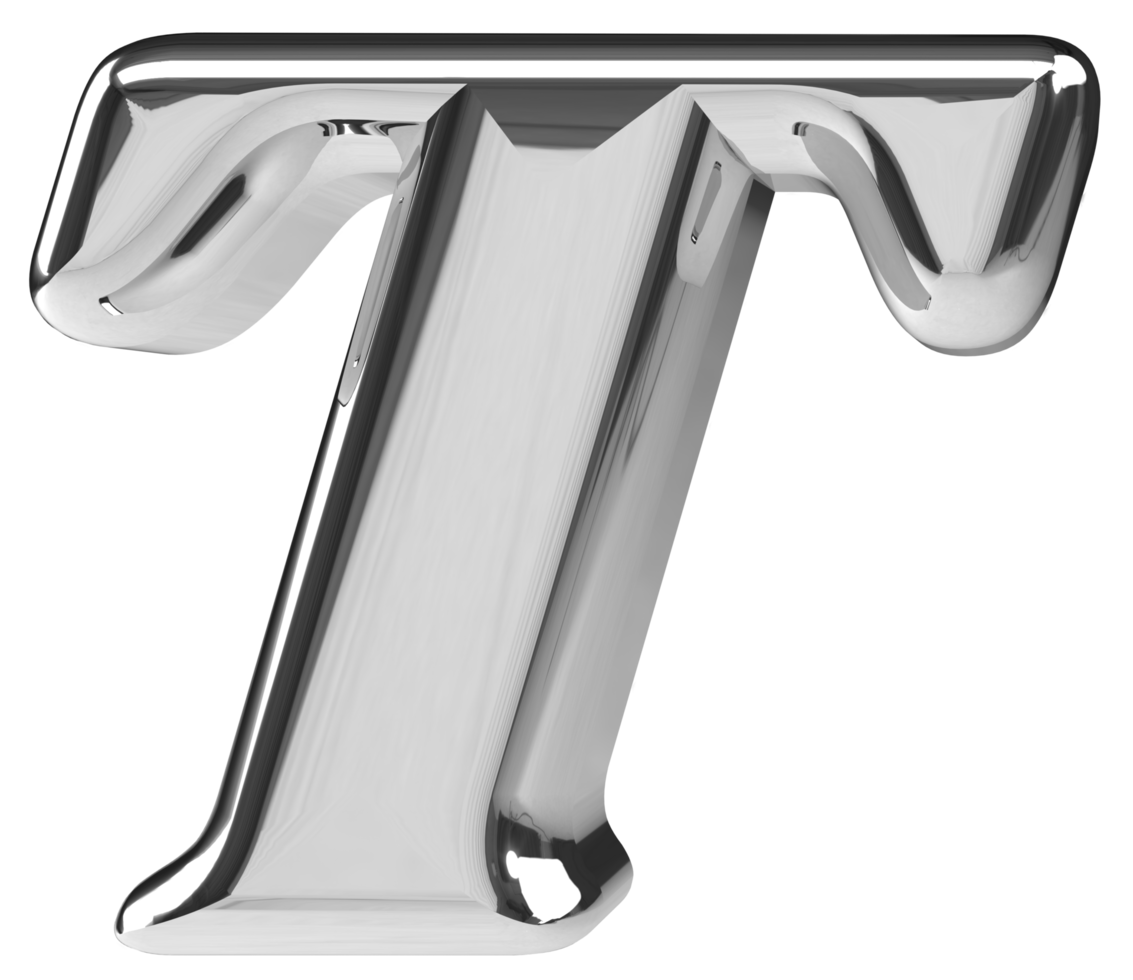 3D silver chrome letter T png