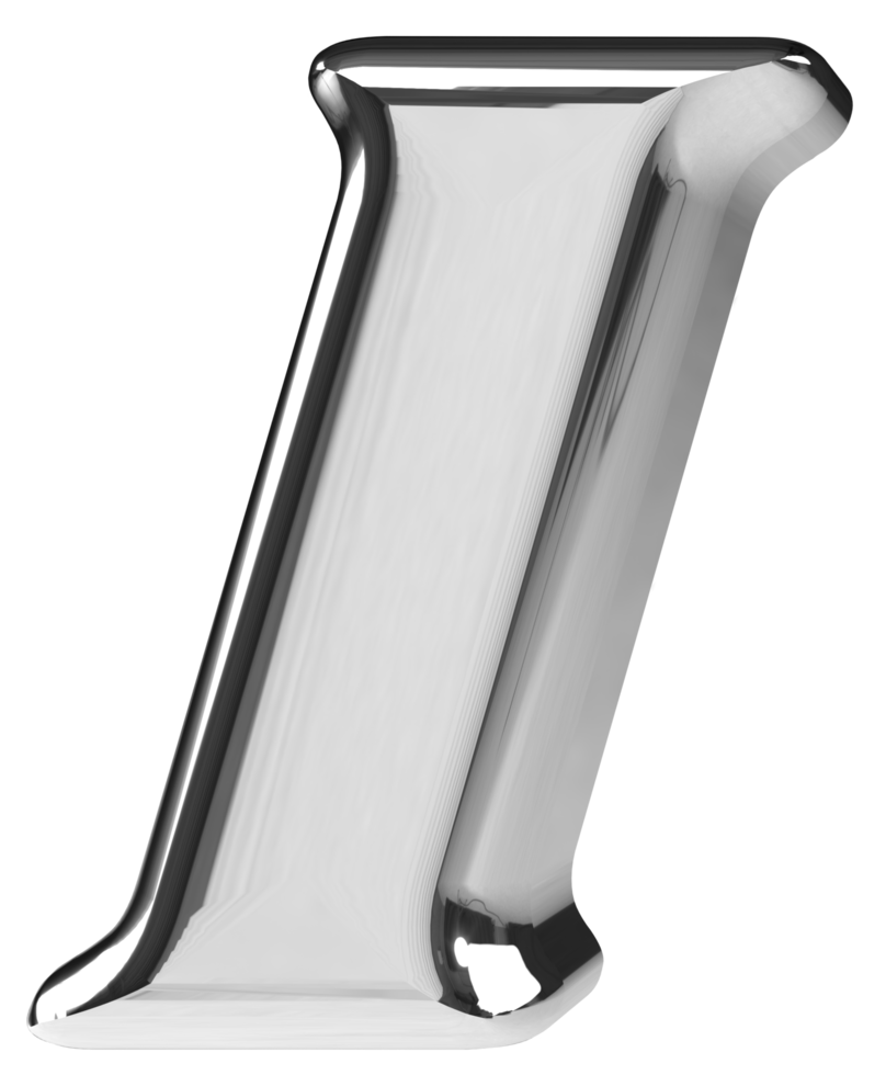 3D silver chrome letter I png