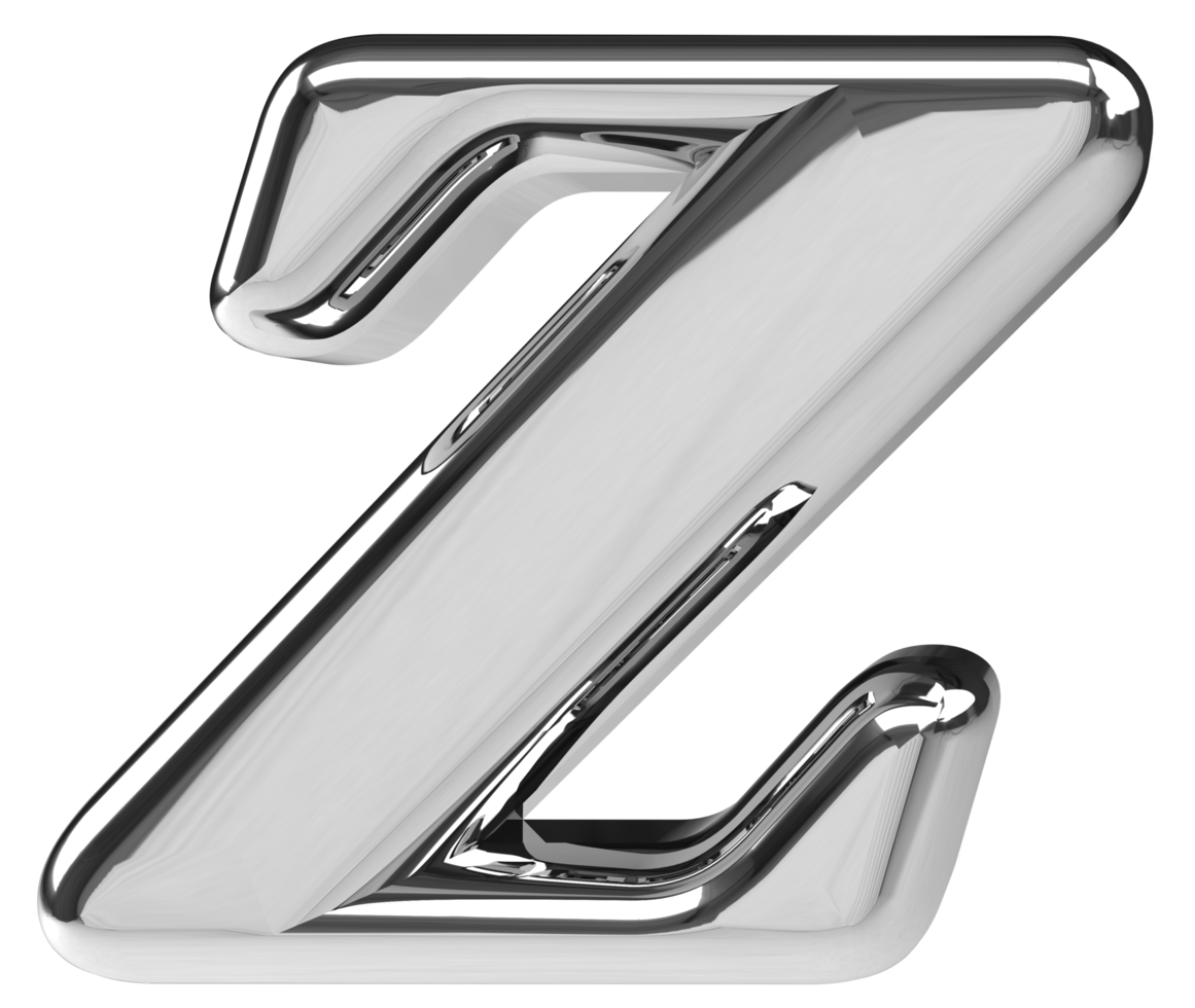 3D silver chrome letter Z png
