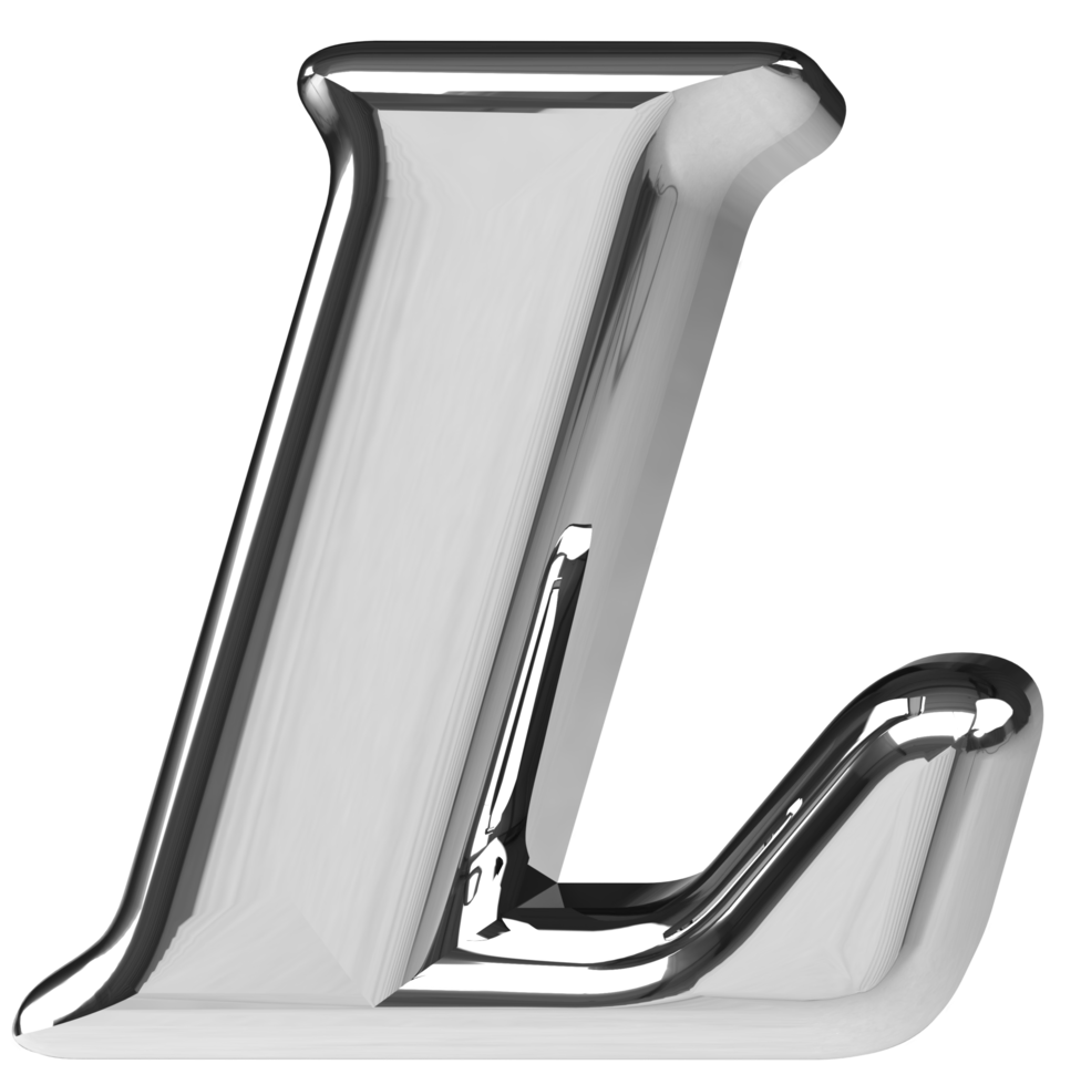 3D silver chrome letter L png