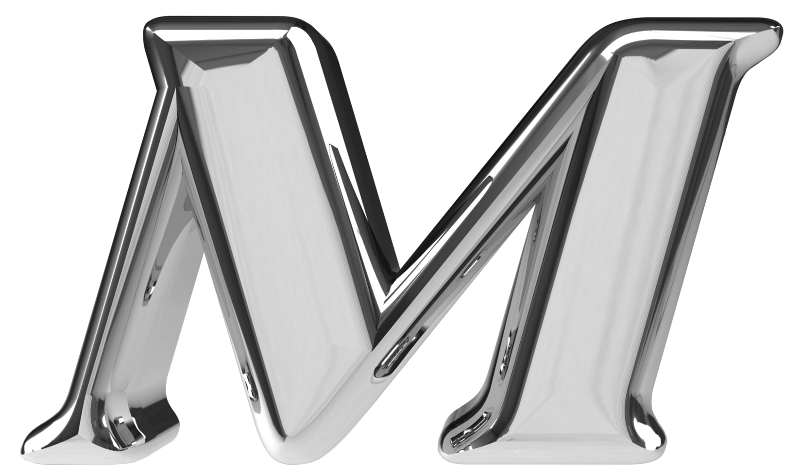3D silver chrome letter M png