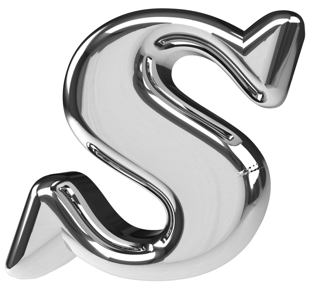 3d prata cromada carta s png