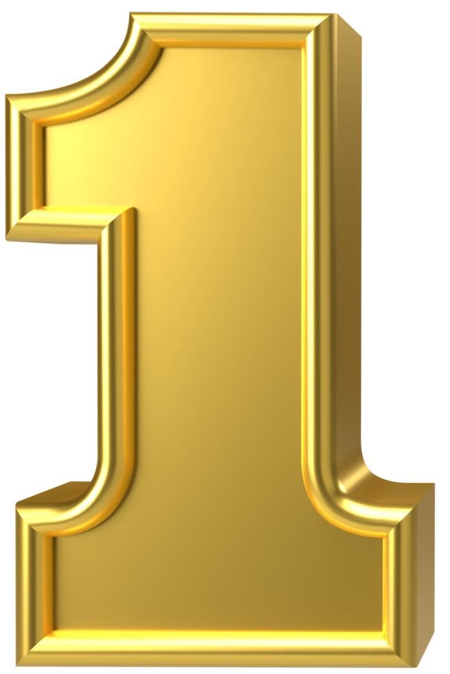 3d gold vintage number 1 png