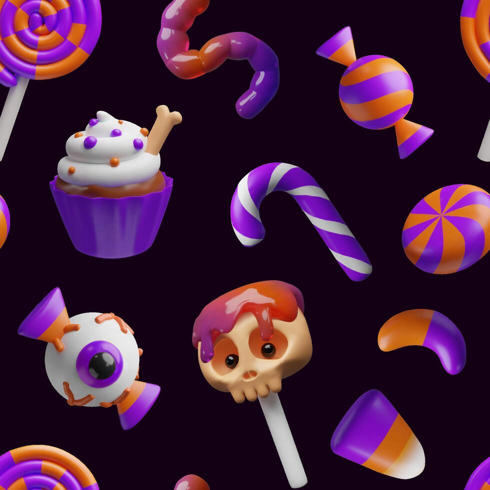 Colorful Halloween candy pattern background vector