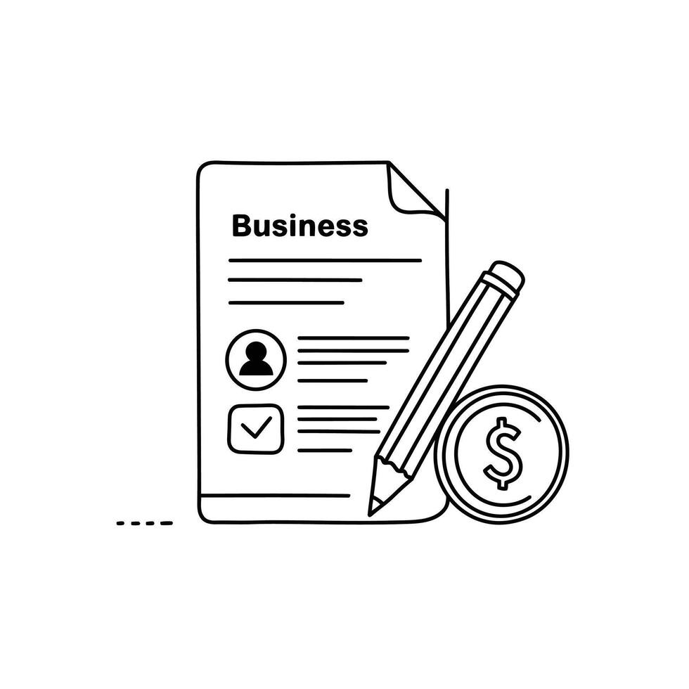 Business contract outline line icon vector