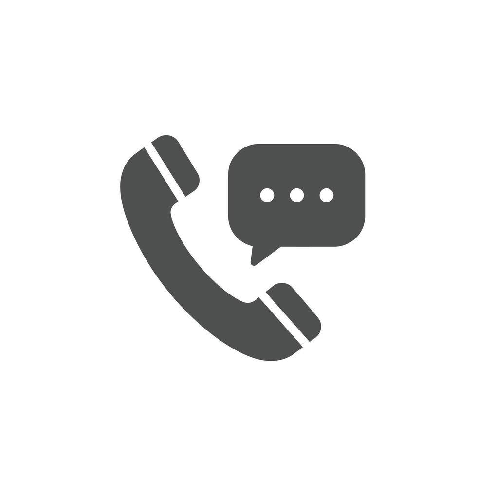 A phone call icon with a speech bubble vector