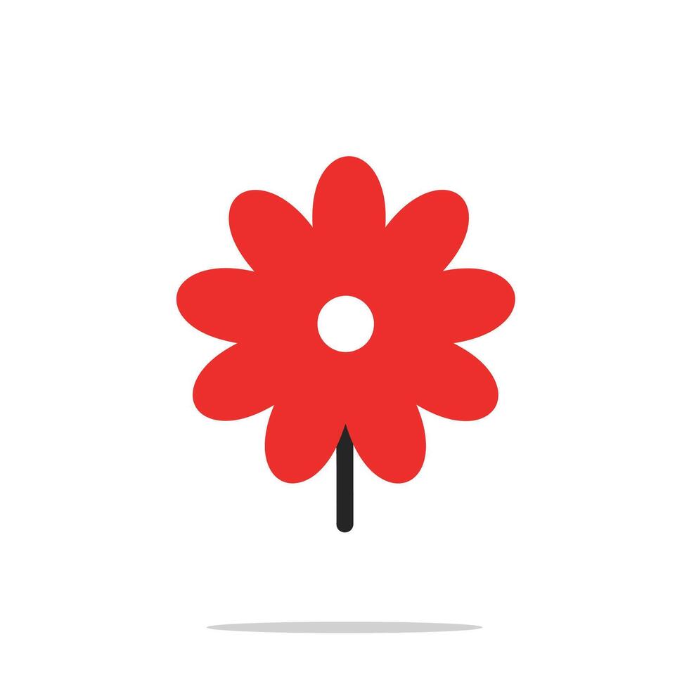 A red flower on a stick with a white background vector
