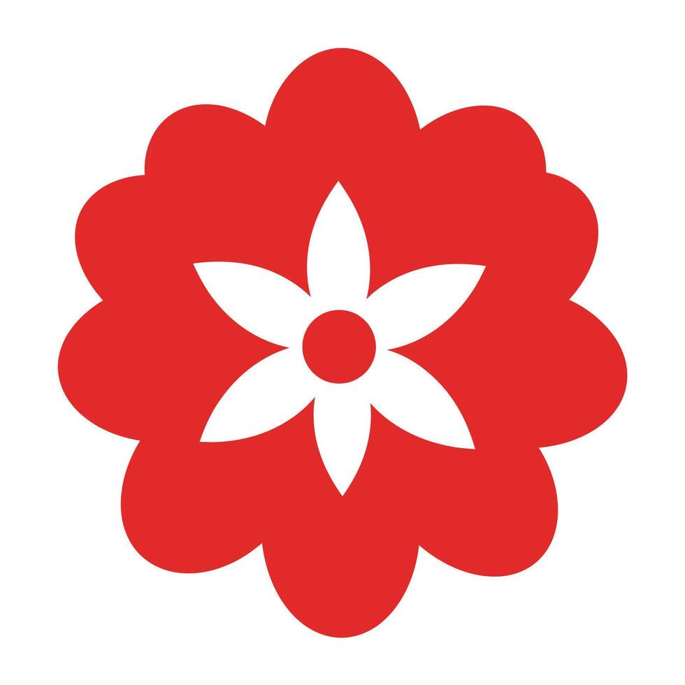A red flower with white petals on a white background vector