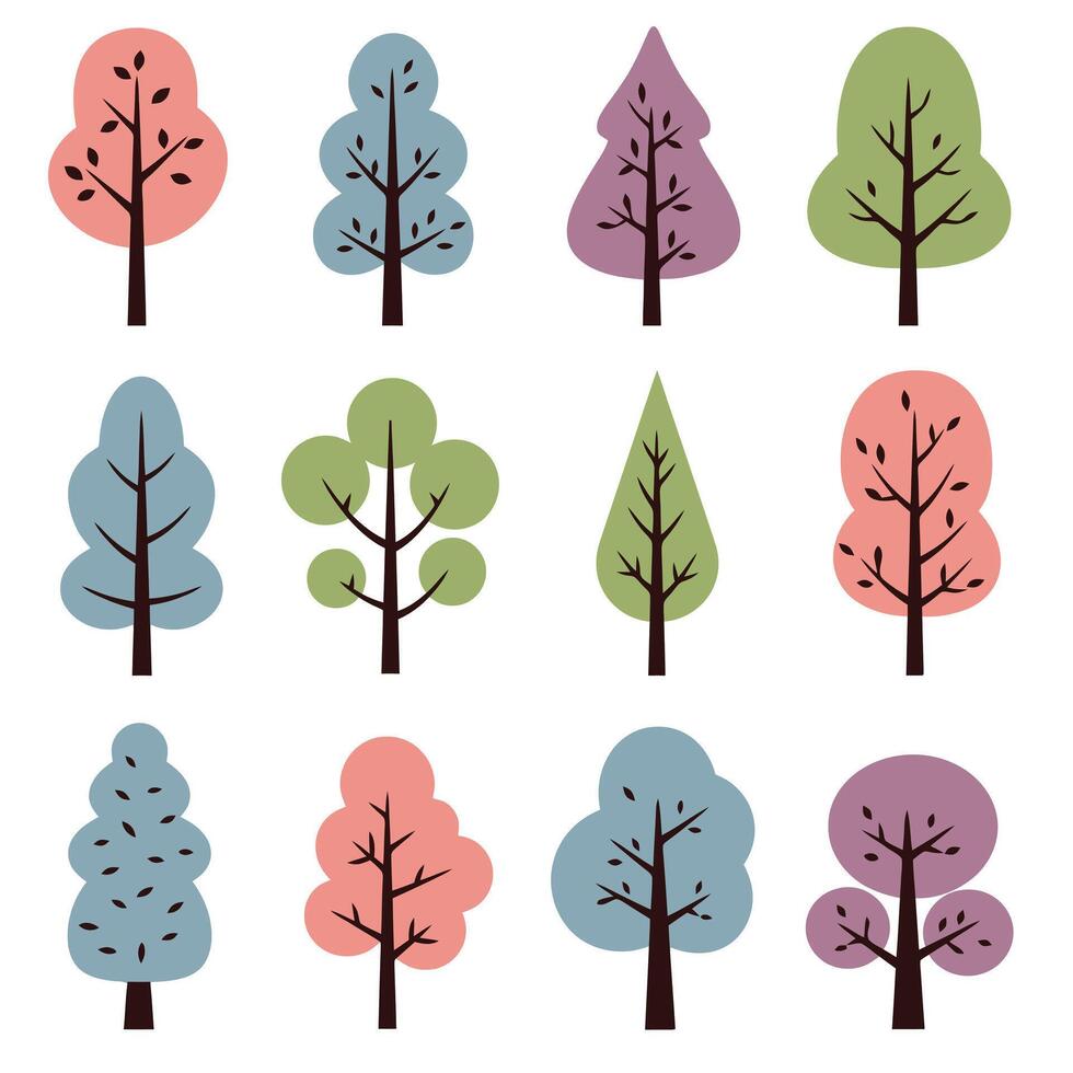 Set of trees vector
