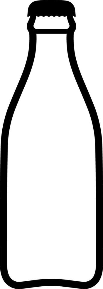 Black silhouette of bottle with cap, side view, without background vector