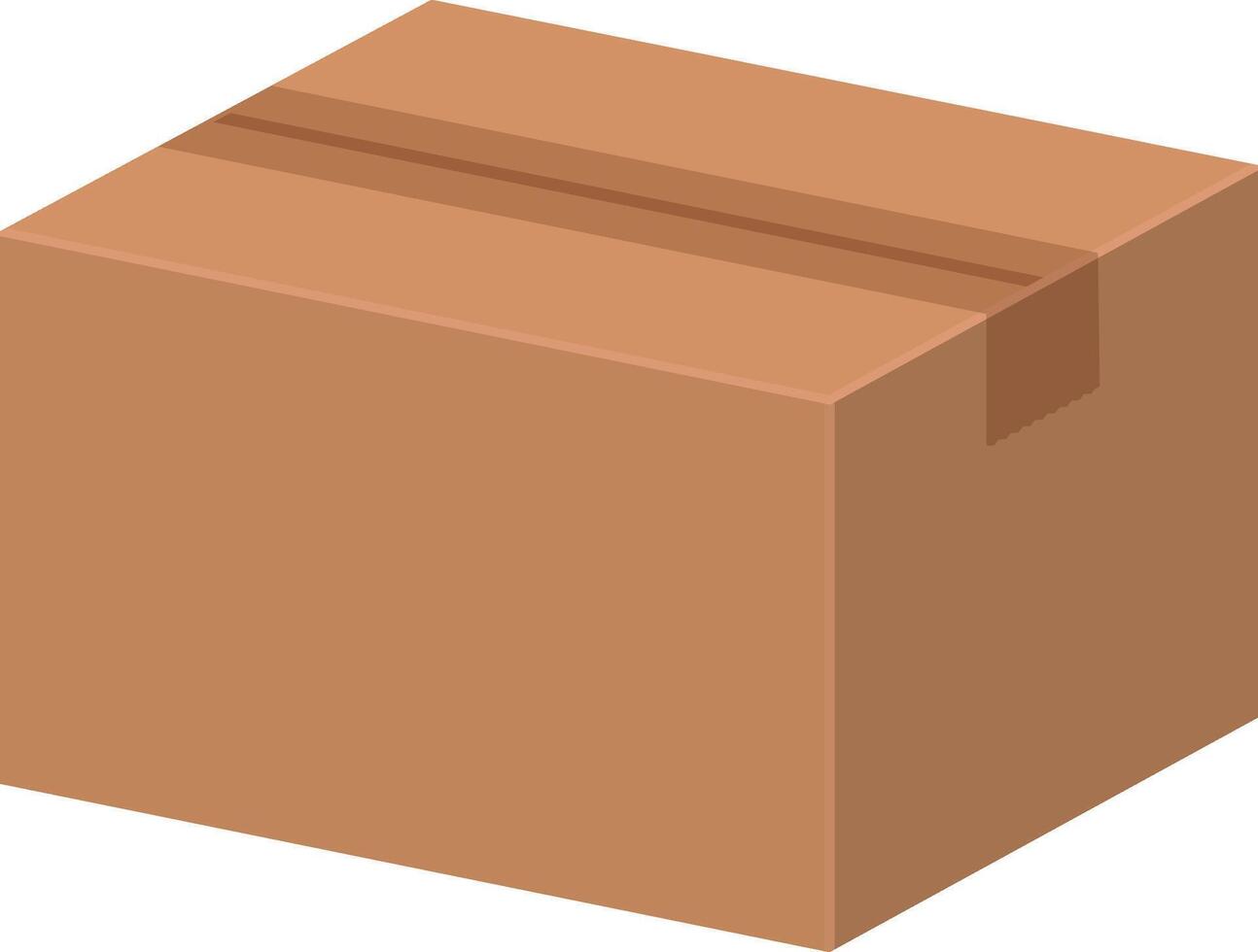 Closed cardboard box sealed with tape without background vector