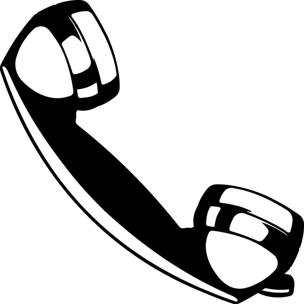 Black icon of a classic telephone handset with clean lines and no background. Suitable for communication and retro design themes. vector