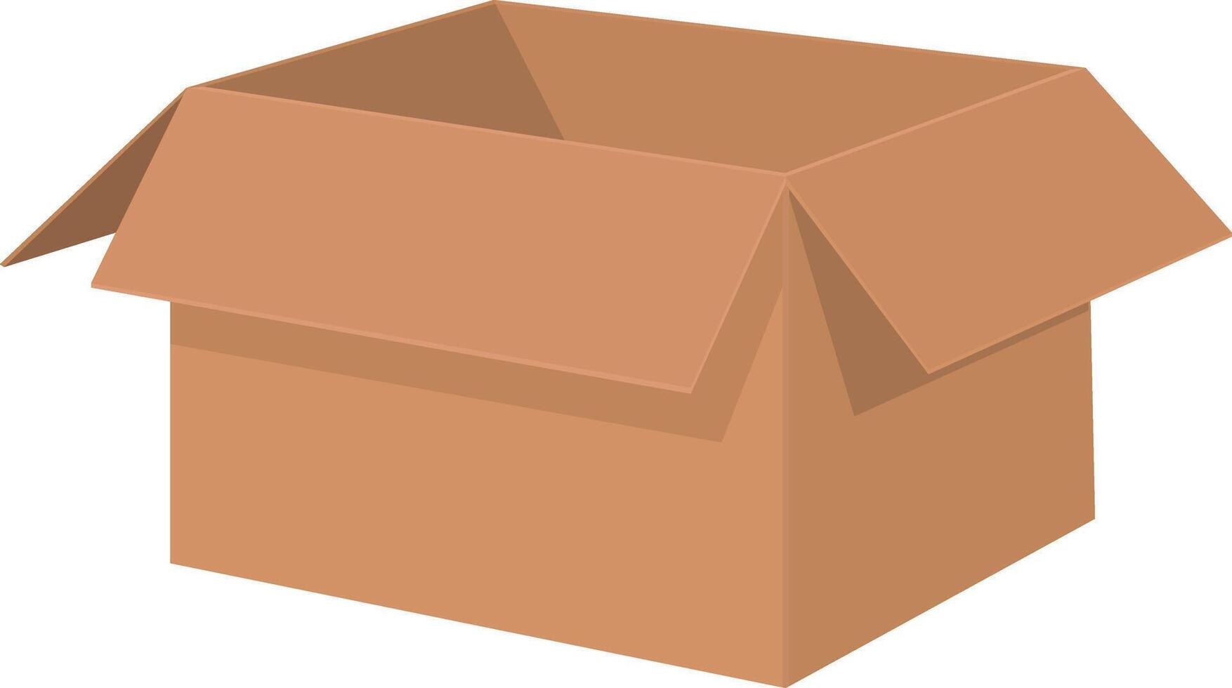 Empty open cardboard box without background vector