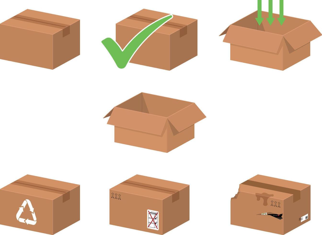 Various types of packaging boxes illustrated vector