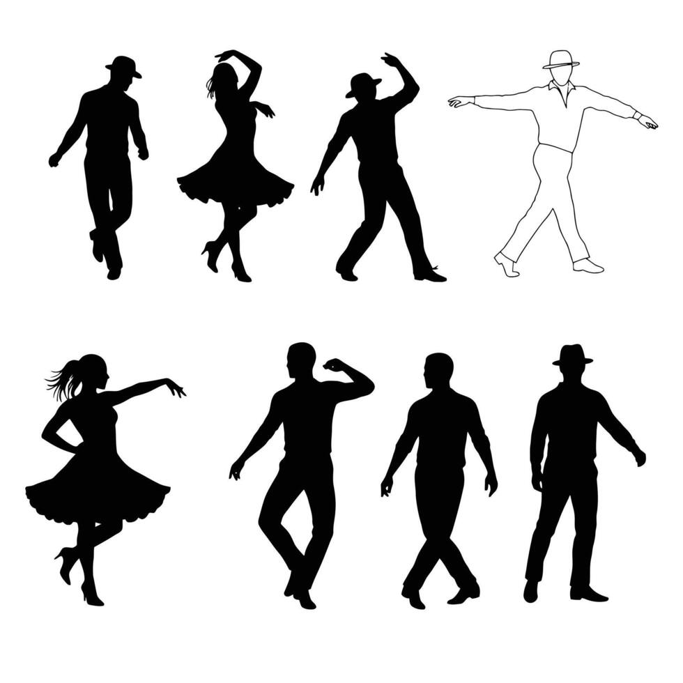 Dancing people silhouettes vector
