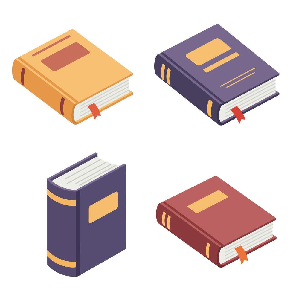 Four books with different covers and covers vector