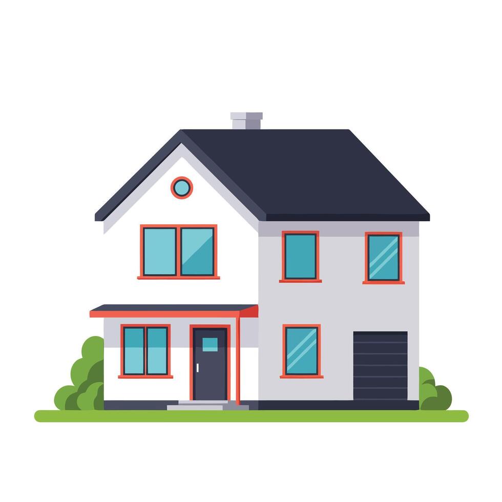 Modern house with windows and garden vector