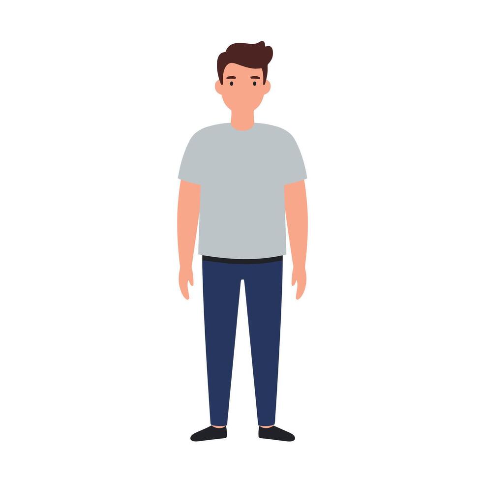 A man in a t - shirt and jeans vector