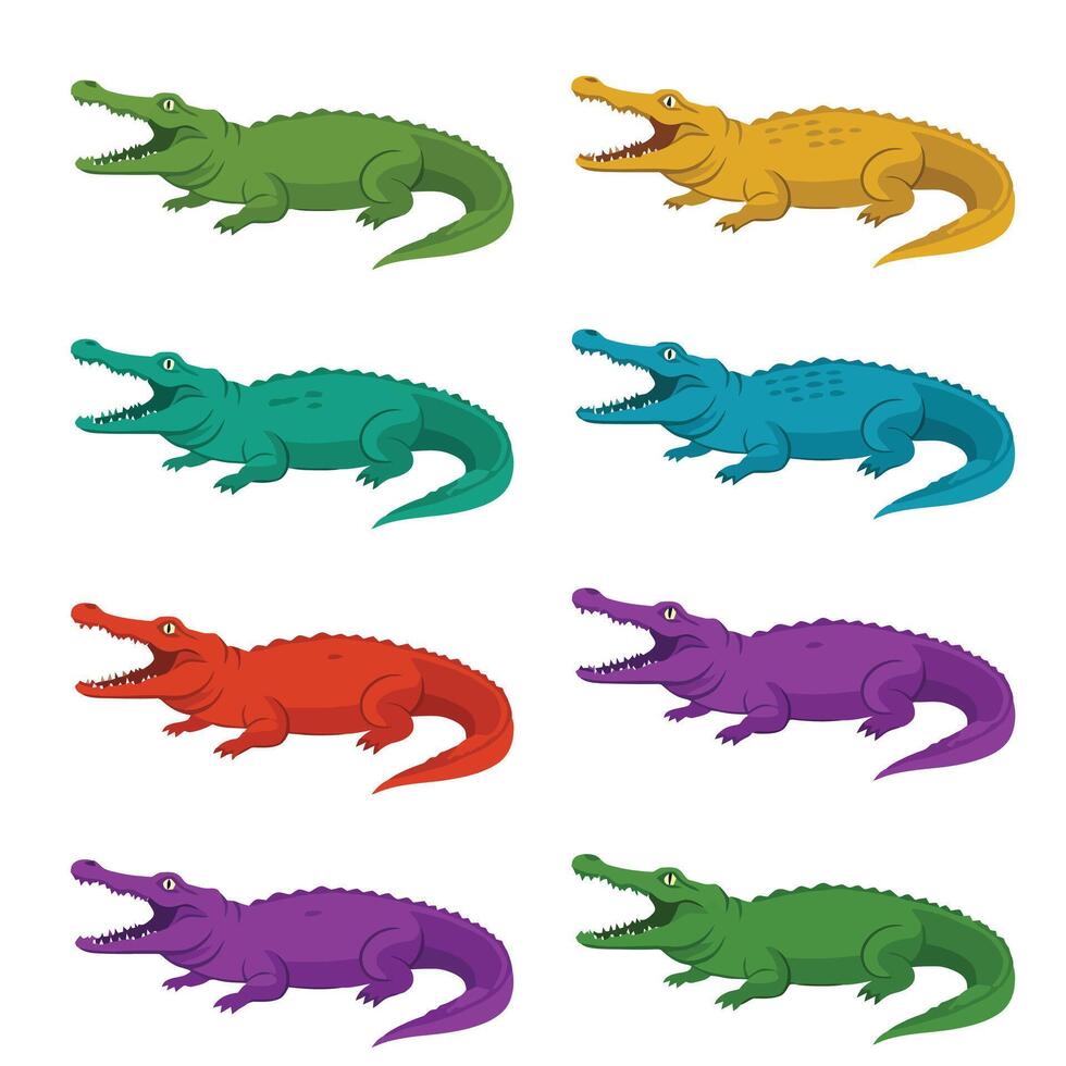 Crocodile set of illustration vector
