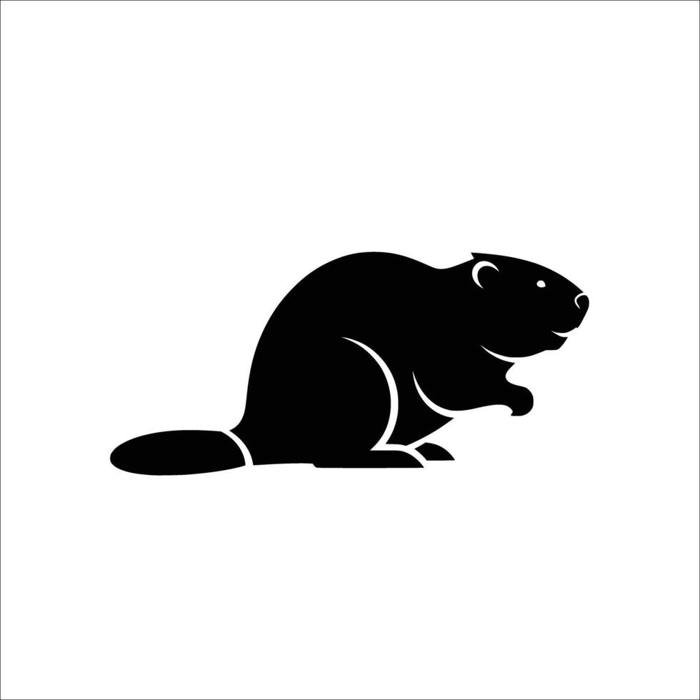 silhouette of a black silhouette of a beaver isolated on a white background vector
