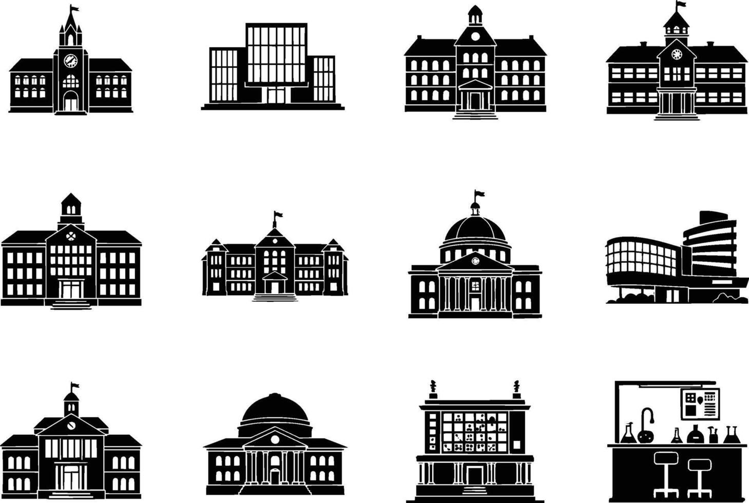 City buildings icons set vector