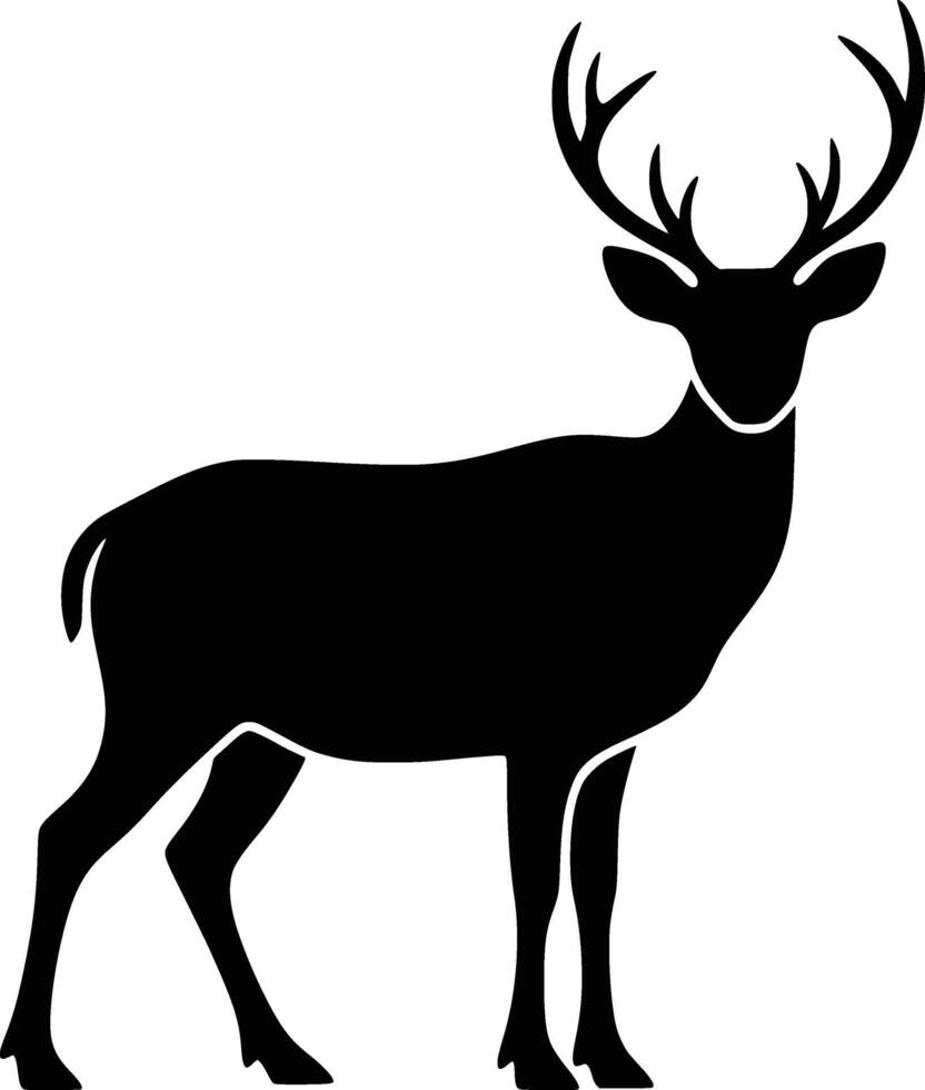 A black and white silhouette of a deer vector