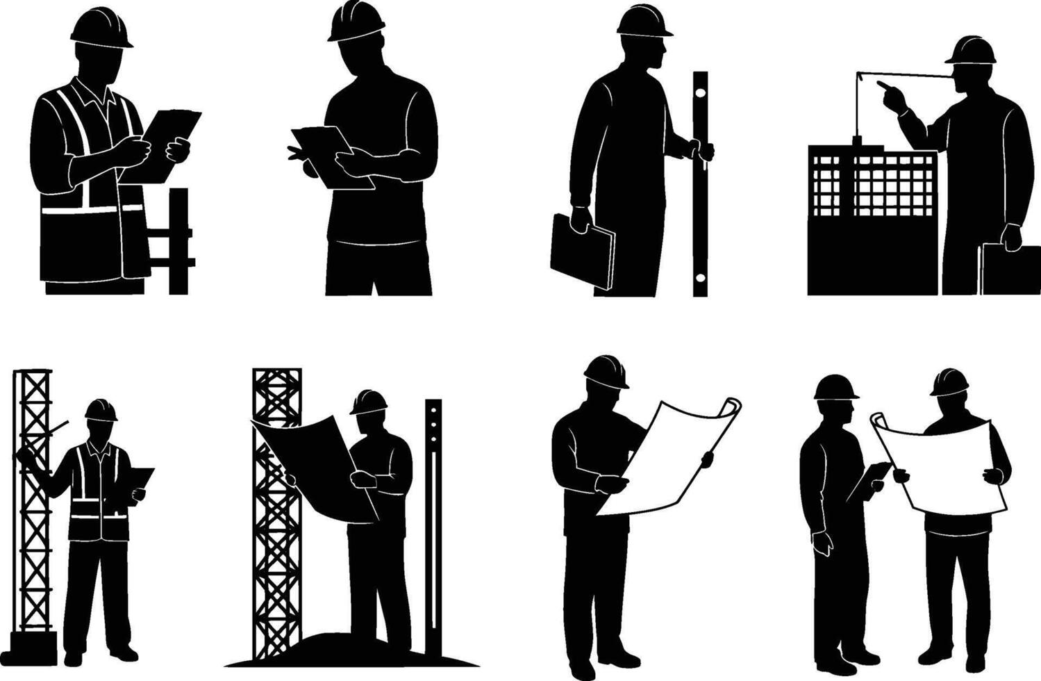 Silhouettes of construction workers vector