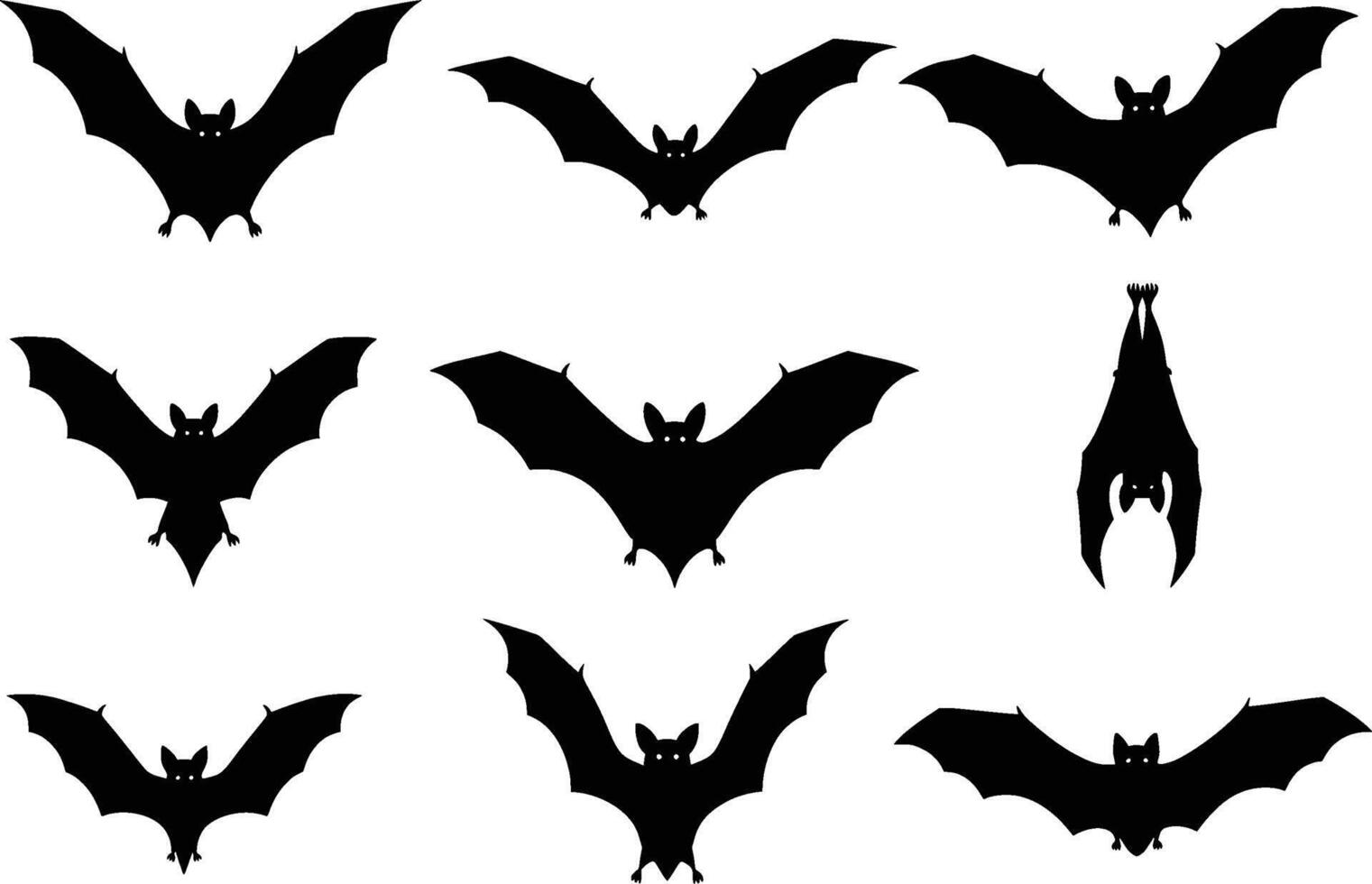 collection of bat silhouettes isolated on white background vector