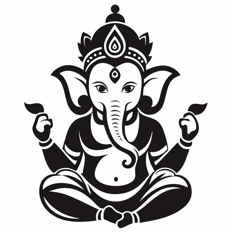 Intricate Ganesha Silhouette Art for Spiritual Decor and Design vector