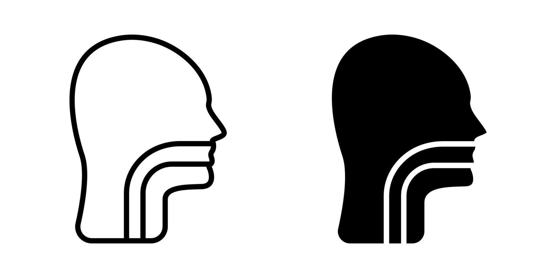 Throat icon set. A simple and clean illustration of a human head showing throat anatomy in minimalist style. Perfect for medical, healthcare, or educational materials. vector