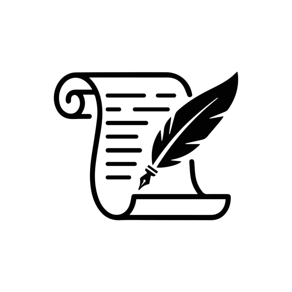 Vintage Scroll and Quill Pen vector