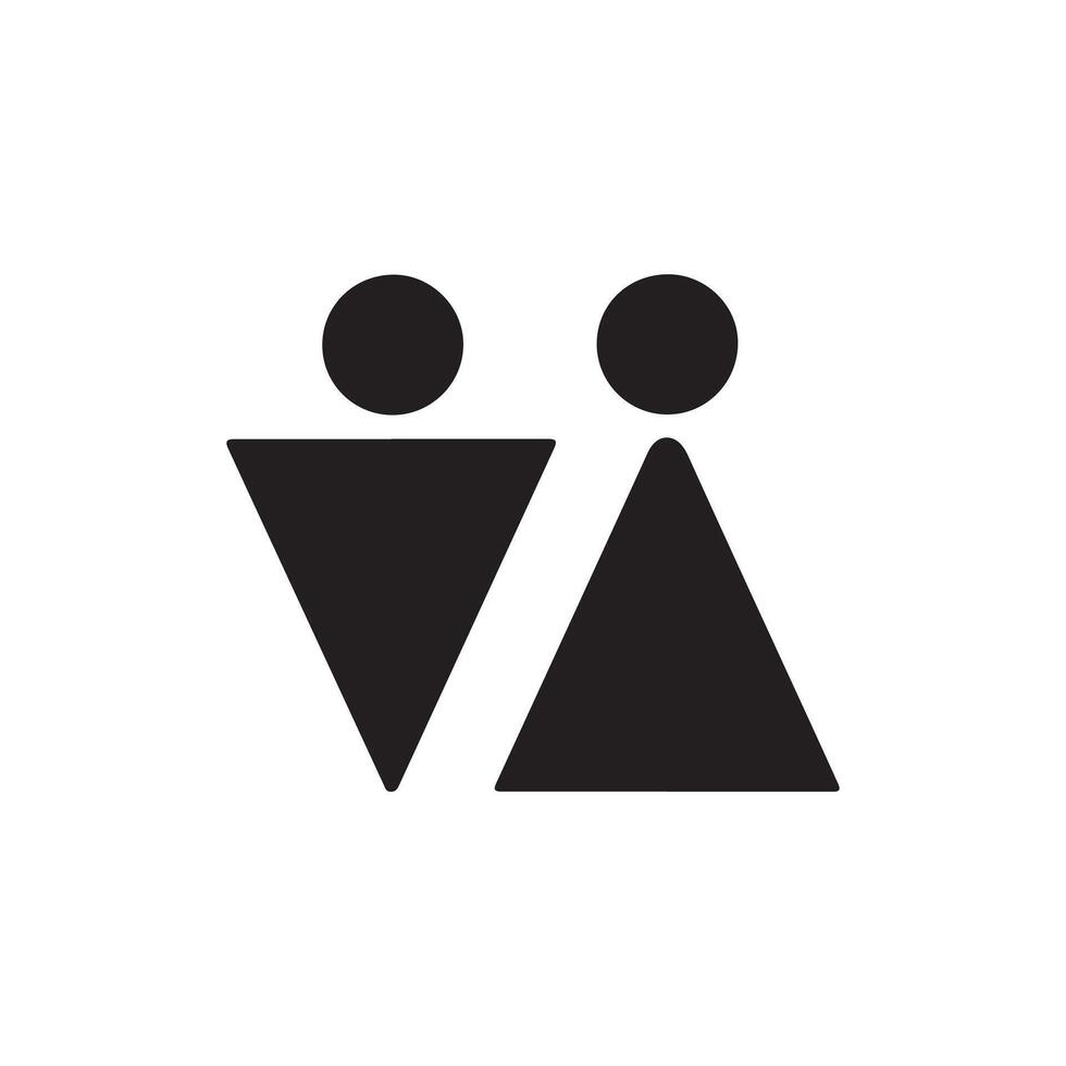 Minimal male and female restroom icons black silhouette illustration vector