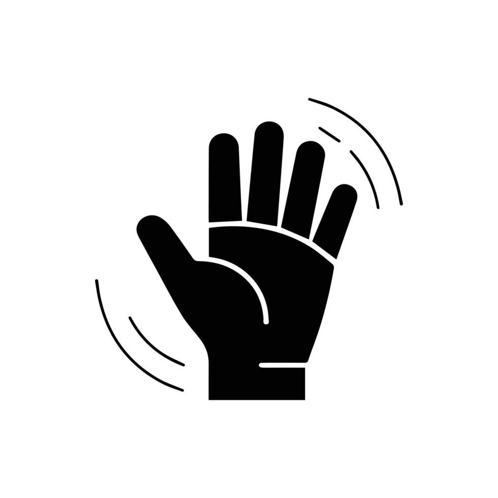 Waving hand icon black silhouette greeting symbol illustration vector