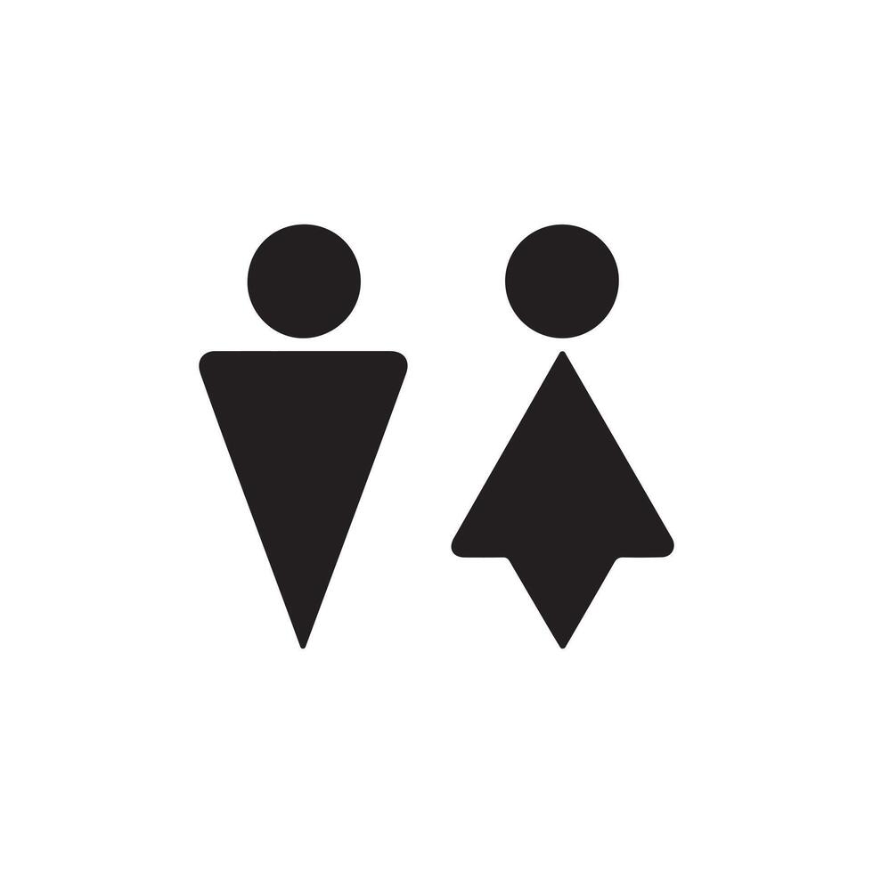 Minimalist male and female restroom icons simple black pictogram illustration vector