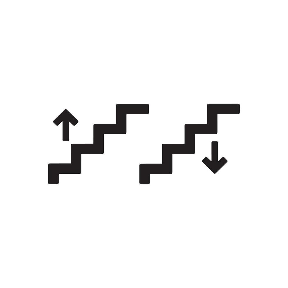 Staircase Arrow Icon Showing Growth and Decline Concept vector