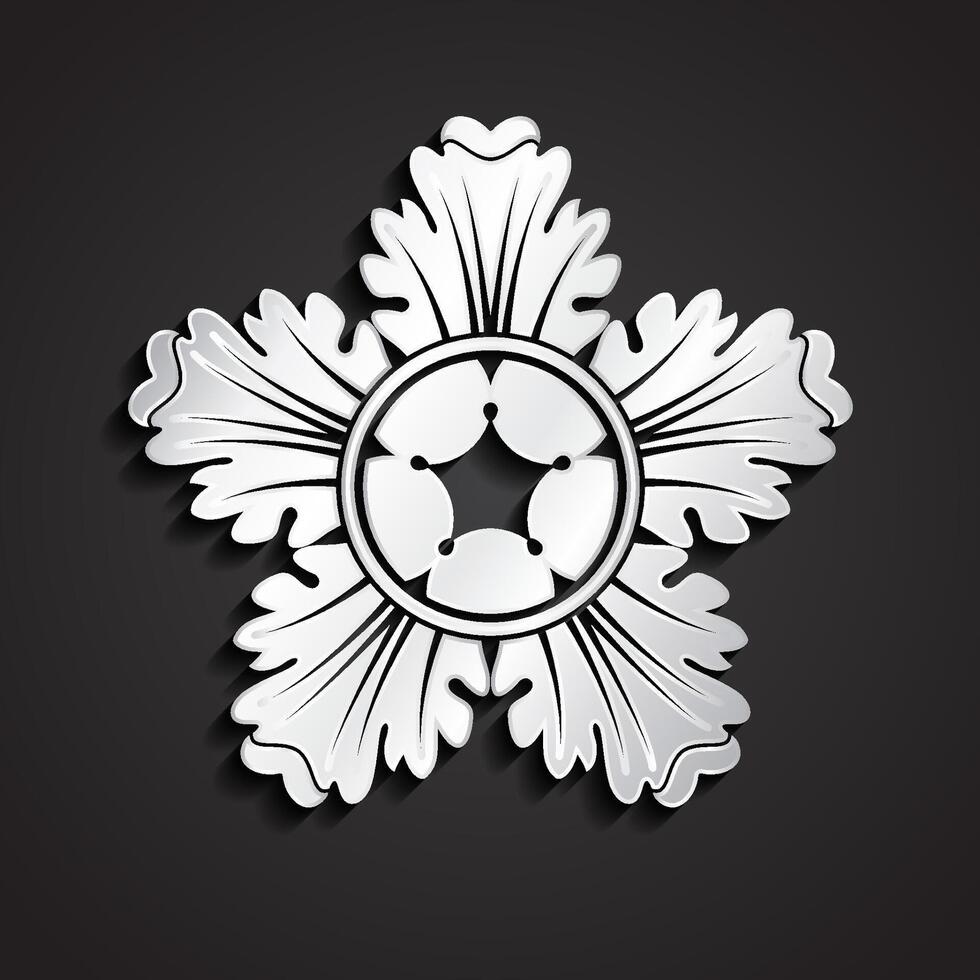 Elegant silver floral design emblem vector