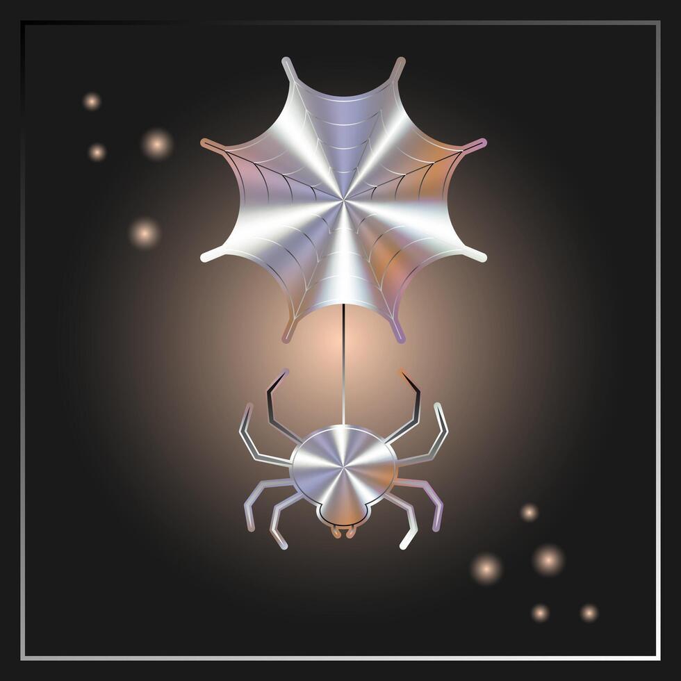 Holographic sticker of halloween spider vector