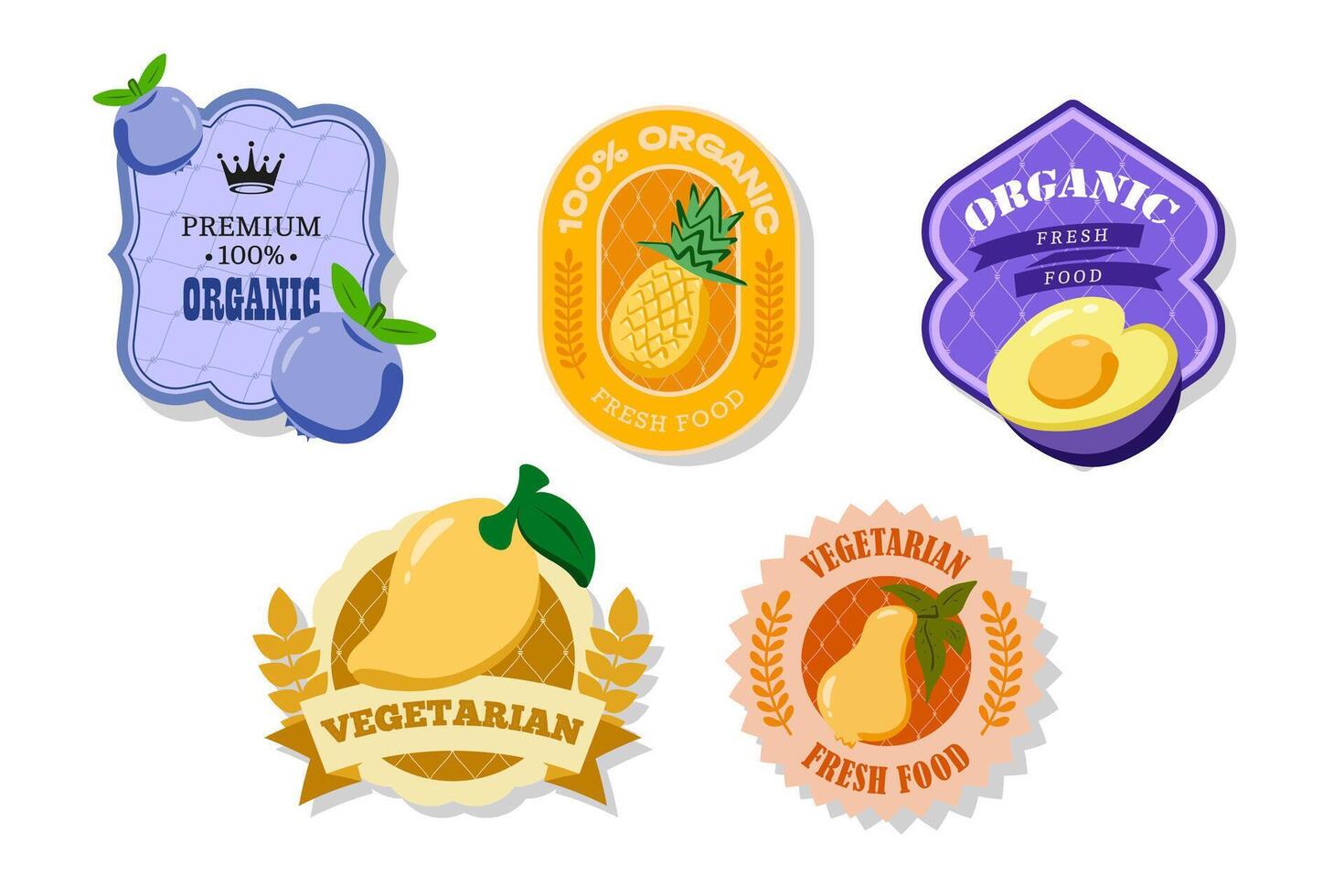 Organic and vegetarian food labels vector