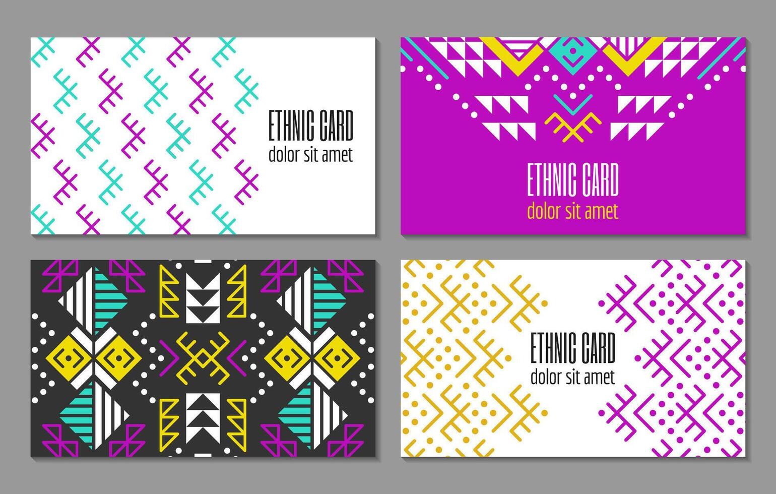 Aztec Ethnic Visiting Cards Design with Tribal Ornament vector