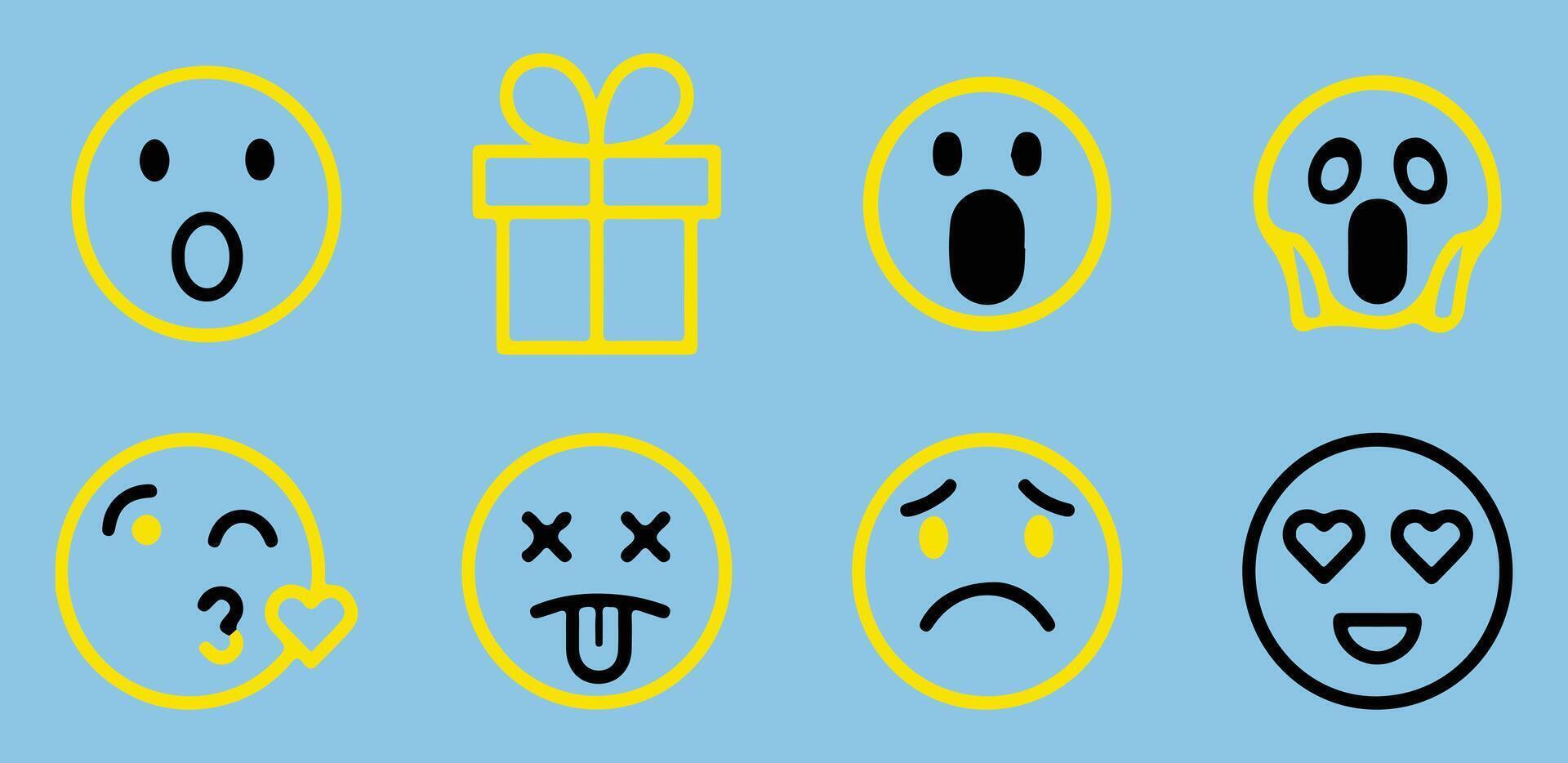 yellow emoji collection vector