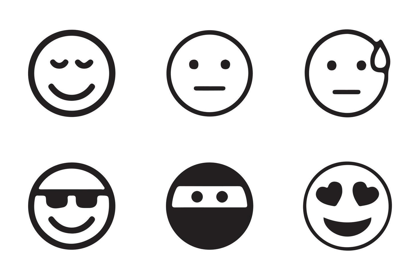Emoji icons set with different emotions expression vector