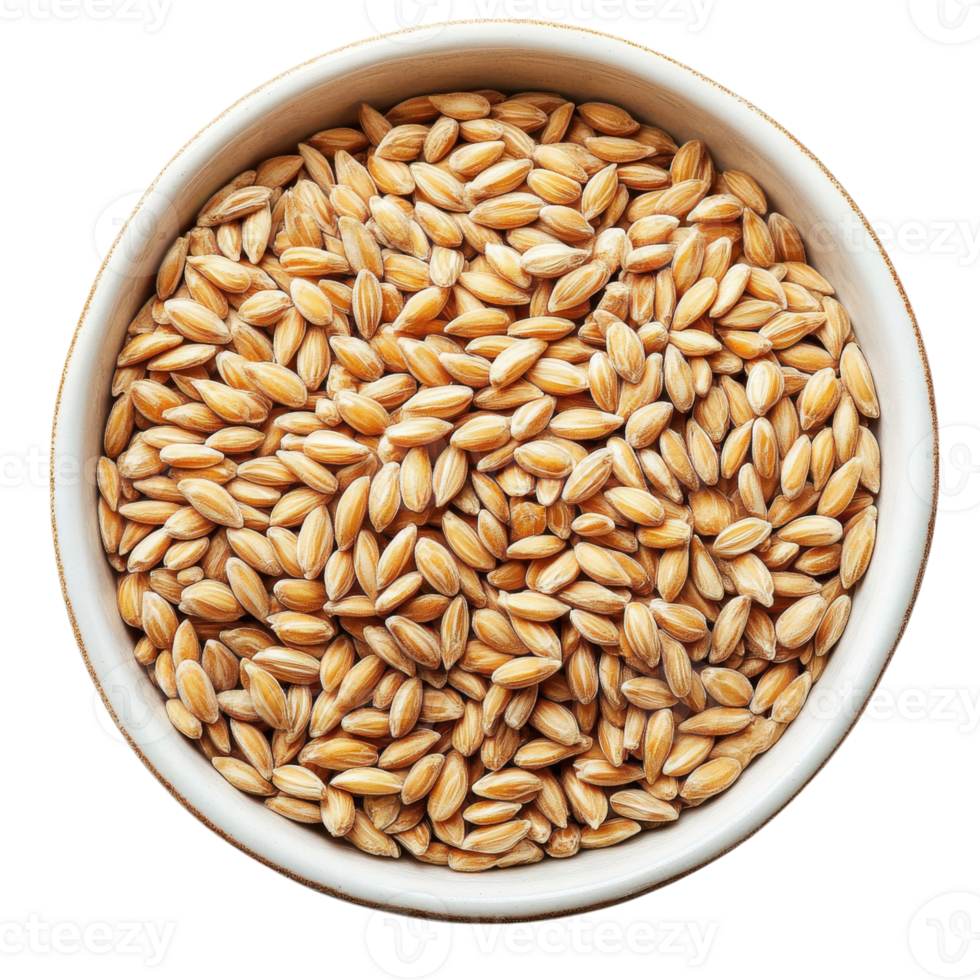 High-quality grains arranged in a neat bowl, showcasing natural texture and color for culinary use and healthy eating, Transparent Background png