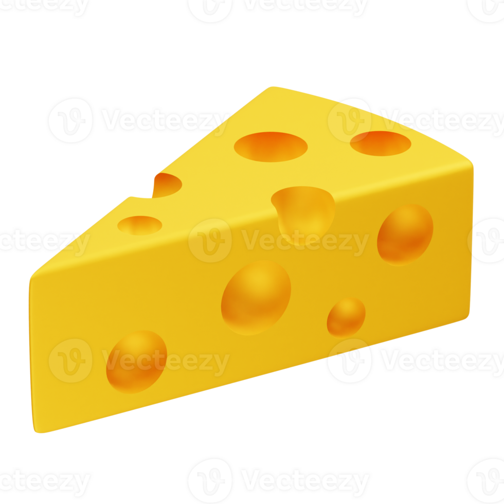A Delicious Slice of Yellow Cheese with Holes icon 3d rendering illustration png