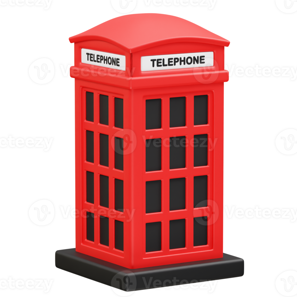 Red British Telephone Box icon 3d rendering illustration png