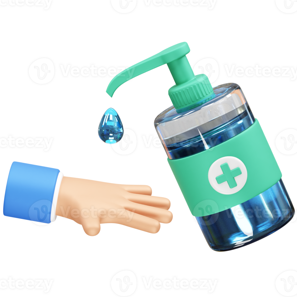 Hand Sanitizer Dispenser with Hand icon 3d rendering illustration png