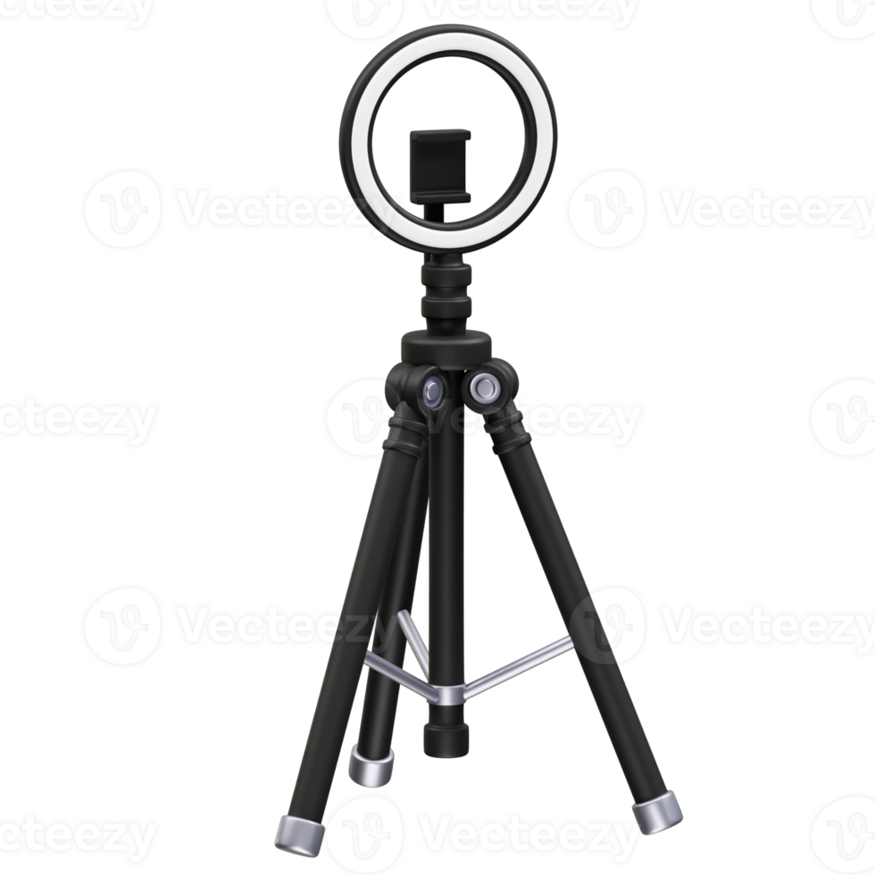 Ring Light with Tripod for Photography and Recording icon 3d rendering illustration png