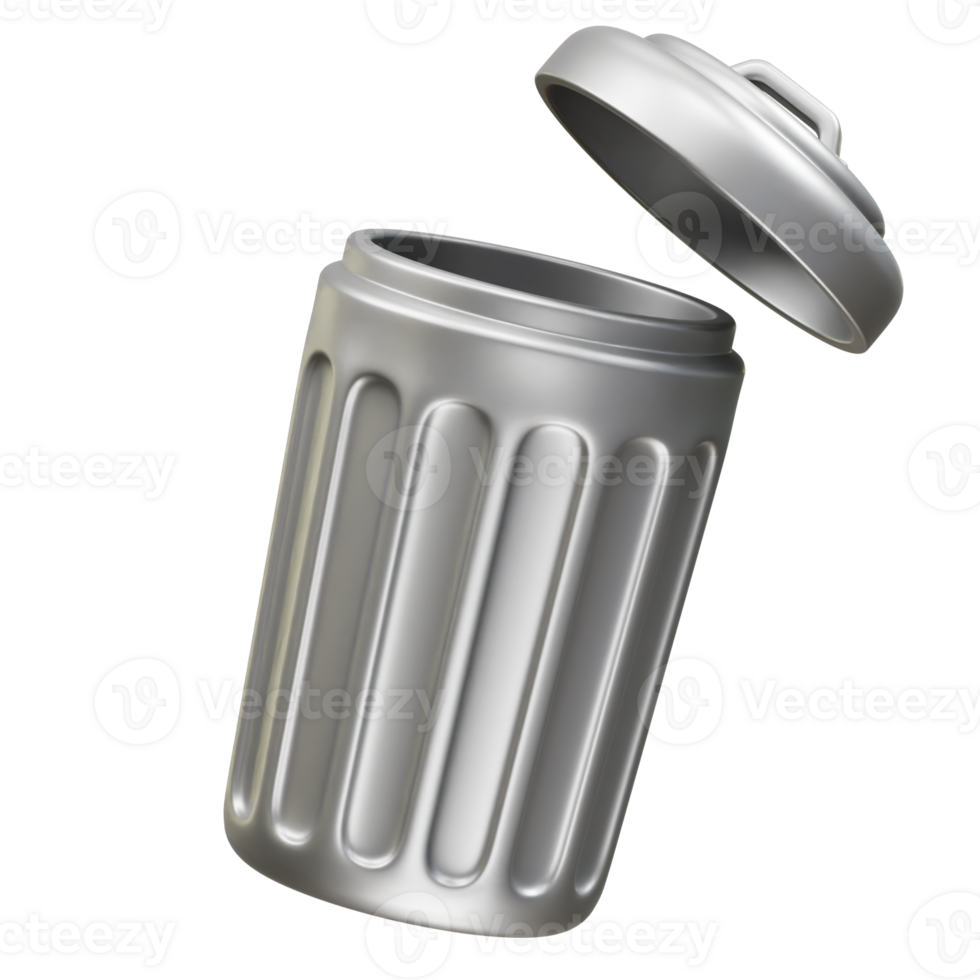 trash can with an open lid icon 3d render illustration png