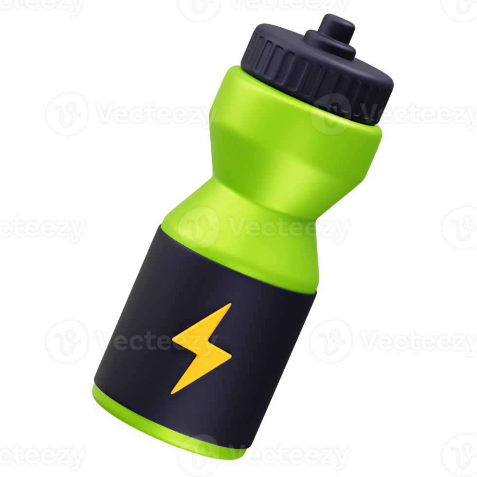 Sport Water Bottle with Energy icon 3d render. Energy drink icon 3d rendering illustration png
