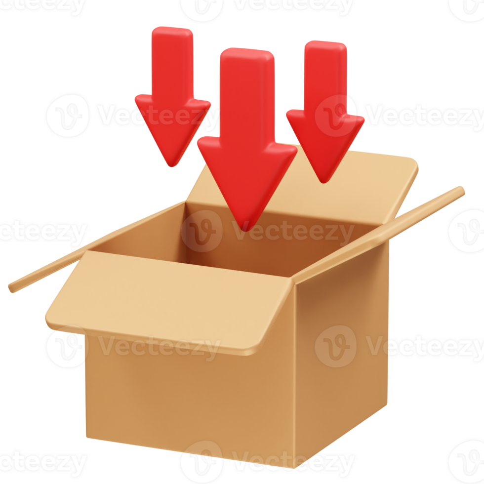 Package Delivery with Red Arrows and Open Box icon 3d rendering illustration png