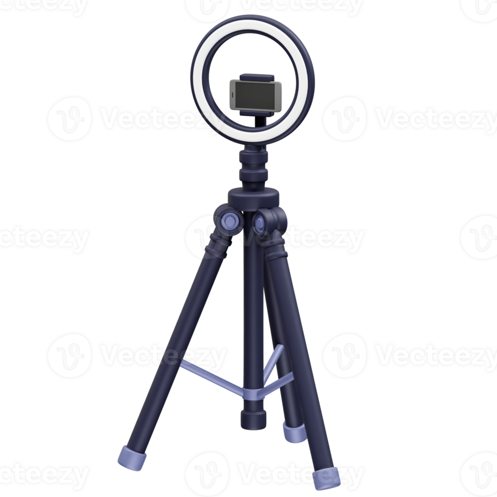 Compact Ring Light with Tripod for Smartphone icon 3d rendering illustration png